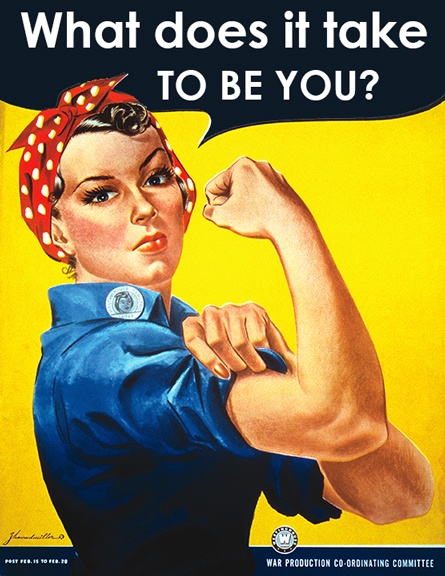 Original poster image from FreeVintagePoster.com, "Rosie the Riveter"